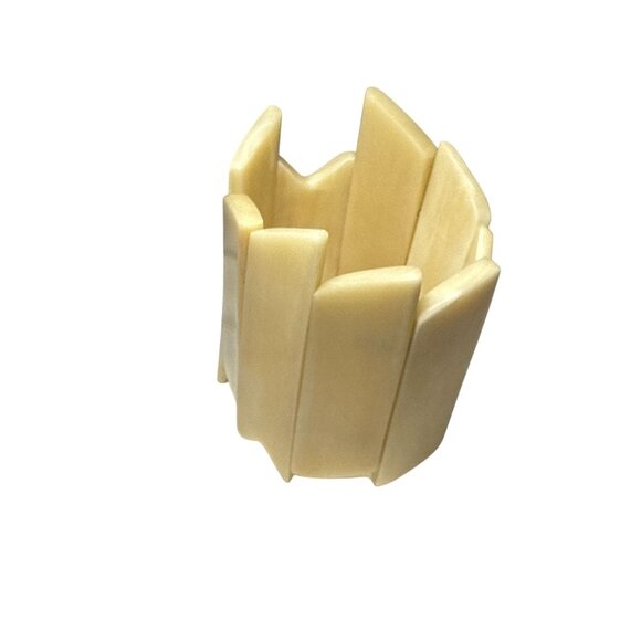 Vintage Chunky Cream Horn Bangle Bracelet Geometric Wide Stretch Cuff - Picture 16 of 16